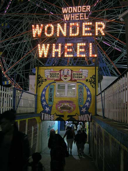 Entrance to the world famous Wonder Wheel. Brooklyn, NY. August 2013. Photo by Michele Witchipoo. 
