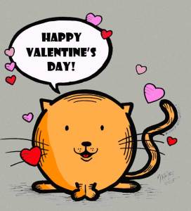 Valentine Cat. Drawn and colored by Michele Witchipoo Feb. 2015. 
