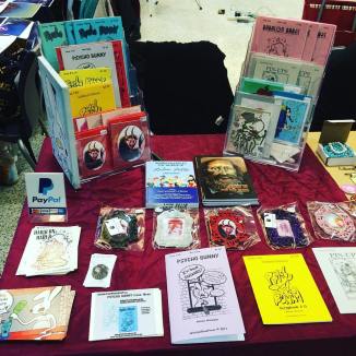 My table at Women In Comics 2017, March 25, 2017.
